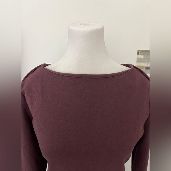Duluth Trading Women’s Midi Dress Burgundy Long Sleeve Boat Neck Size S - Picture 3 of 16